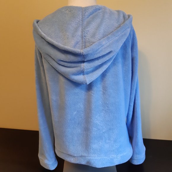 Cozy Soft Warm Light Blue Fleece Plush Women's Hoodie Kangaroo Loungewear - Picture 2 of 4
